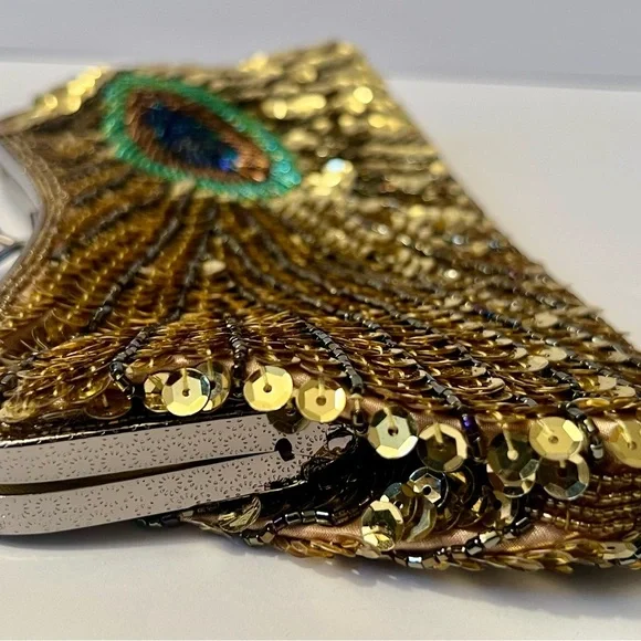 Stunning peacock design shimmery glitzy clutch - handbag - purse - Picture 2 of 8